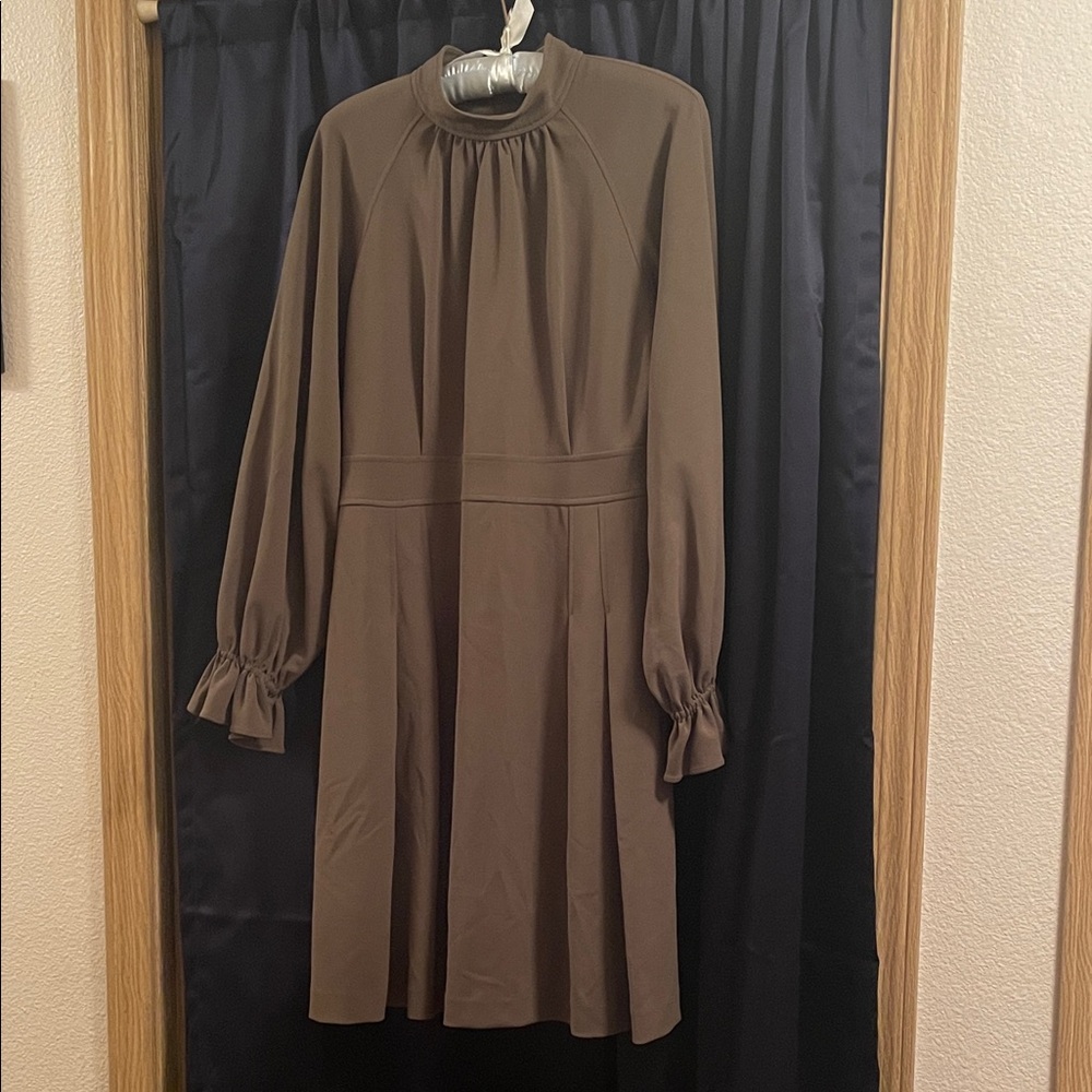 Calvin Klein mock neck olive green dress
